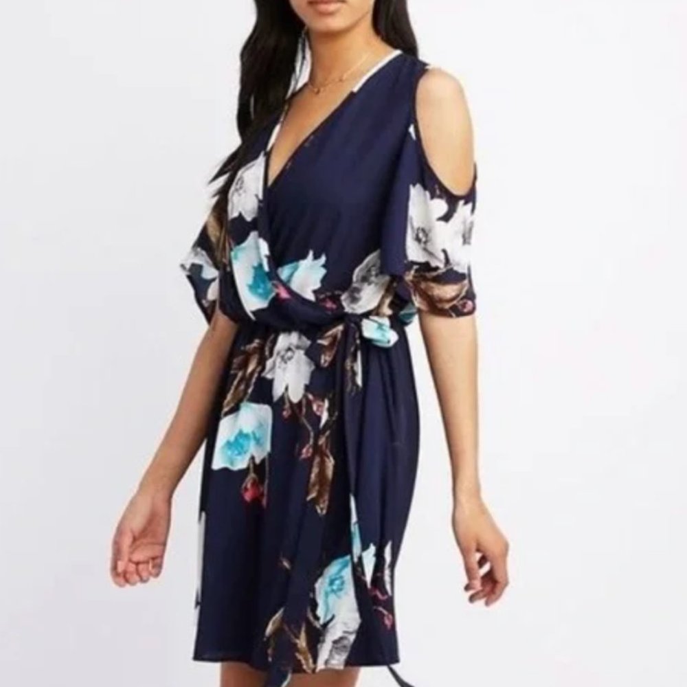 Floral Charlotte Russe Navy Wrap Dress